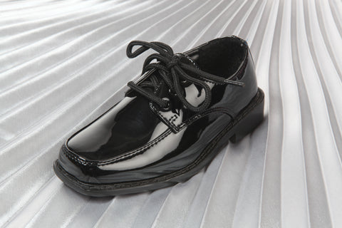 S1018 Black Boys Pattern Leather Dress Shoes