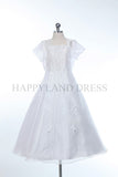 D2508 Organza Embroidered Beaded Dress (White Only)