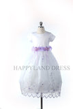 D261 Short Sleeve Satin and Organza Sash Dress (5 Diff. Colors)