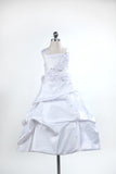 GCM4293 White Satin Patched Rosette Bodice Dress (White Only)