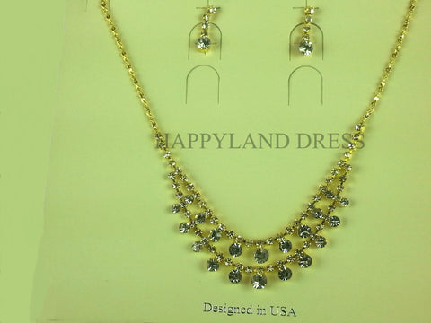 Gold Jewelry Set With White Crystals