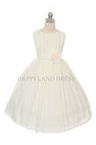 D2423 Coral Ruched Chiffon Flower Girl Dress