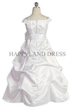D1147 Pinched and Puffed Satin Sash Dress (4 Diff. Colors)
