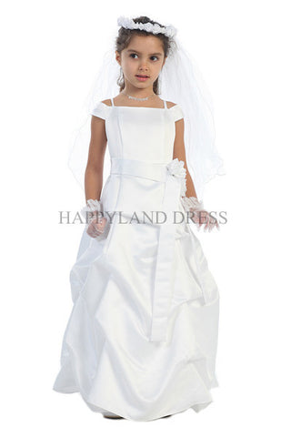 White Satin Pick Up Dress – Happy Land White Satin Pick Up Dress – Happy Land