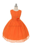 D2423 Yellow Ruched Chiffon Flower Girl Dress