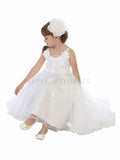 White Tulle Lace Dress with Floral appliques D2141702